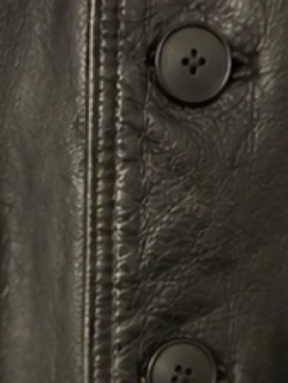 Vintage Black Genuine Leather Jacket Men’s XL Oversized Button Front - Picture 4 of 5